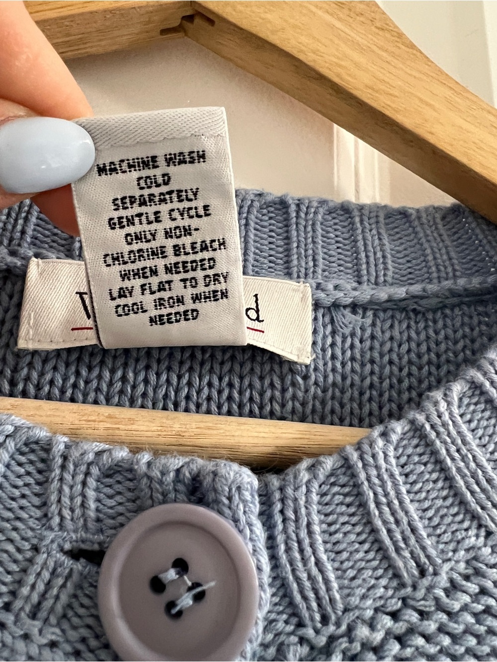 Westbound Slate Blue Cable Knit Button Down Cardigan- Large - Picture 7 of 10